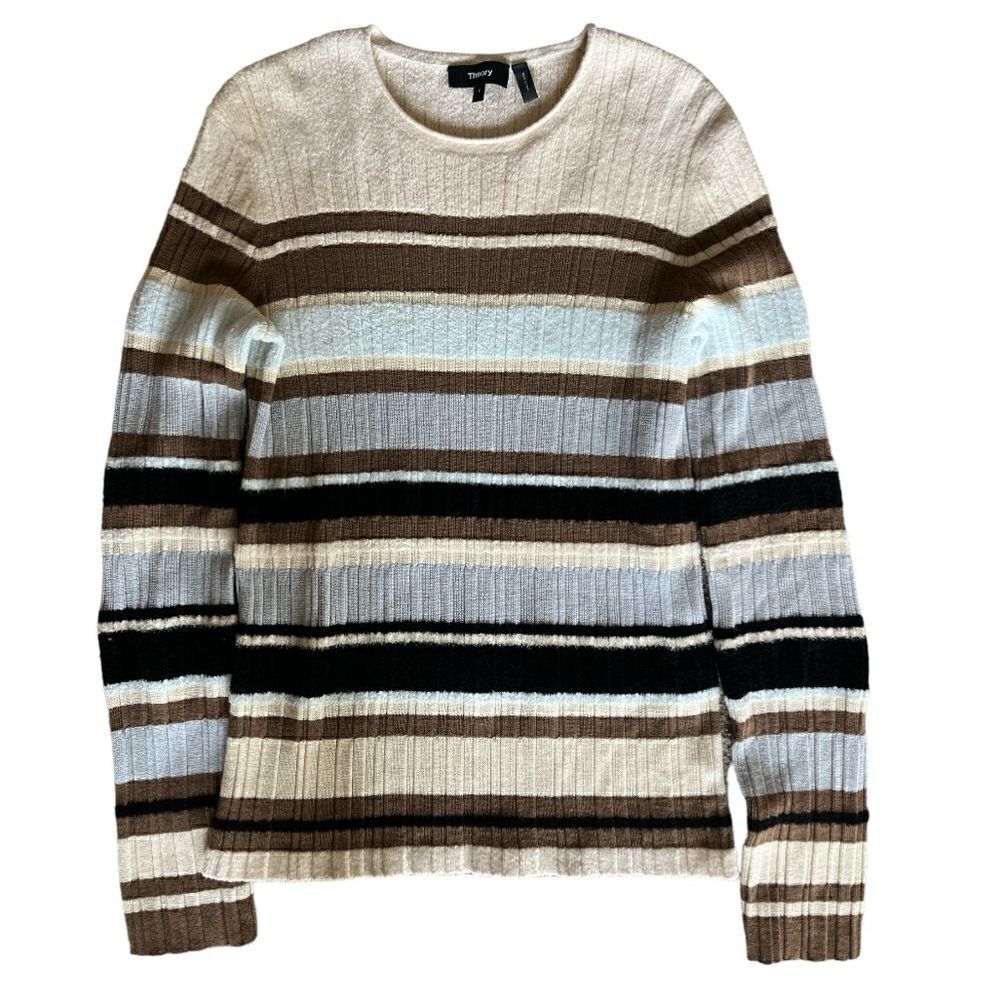 Theory women’s striped wool-blended Sweater in Nocolor. - Picture 6 of 6